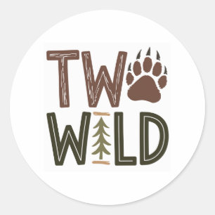 Sticker Rond Two Wild - Rustic Woodsy Deuxième anniversaire