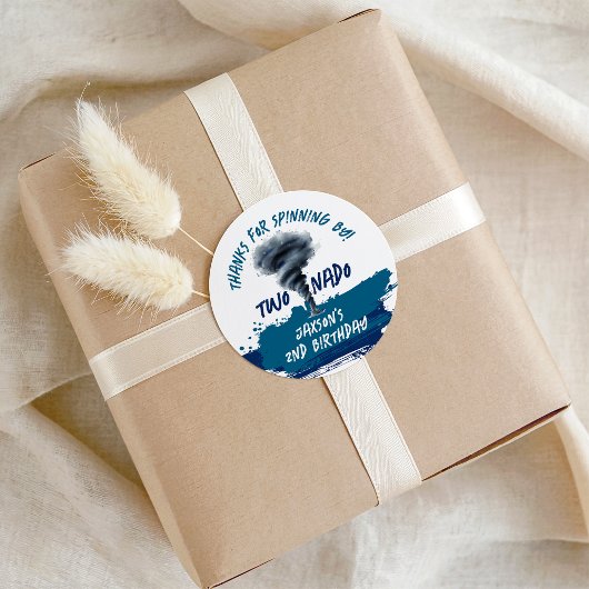 Sticker Rond Twonado Twister Tornado Blue Grunge Birthday