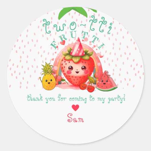 Sticker Rond TWOTTI Tutti Frutti Fruits d'été Enfants 2e annive (Devant)