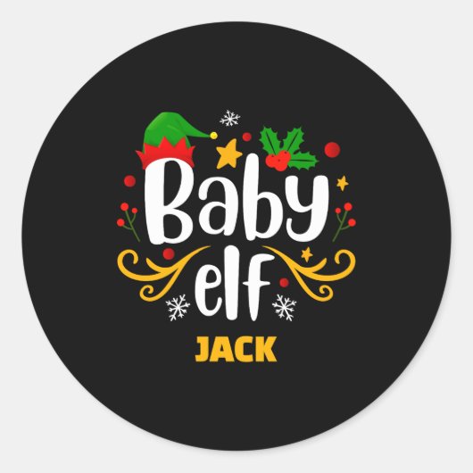 Sticker Rond Tygraphy Baby Elf Fun Family Matching Baby  (Devant)