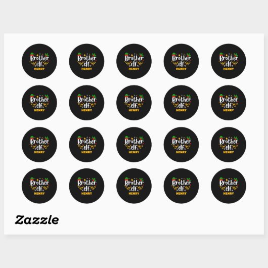 Sticker Rond Tygraphy Brother Elf Fun Family Matching  (Feuille)