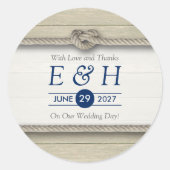 Sticker Rond Tying The Knot Rustic Beach Wedding Favor (Devant)
