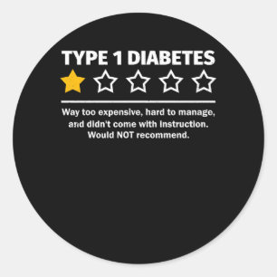 Sticker Rond Type 1 Diabète recommandé T1D Sensibilisation Une