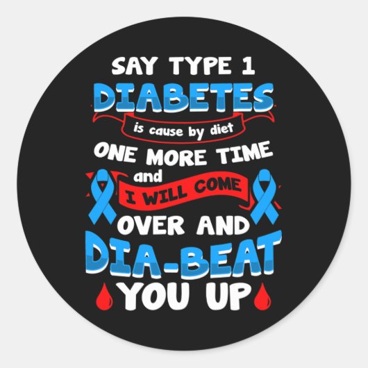 Sticker Rond Type 1 Sensibilisation au diabète 1 (Devant)