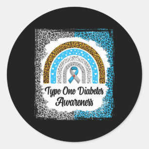 Sticker Rond Type 1 Sensibilisation au diabète Léopard arc-en-c