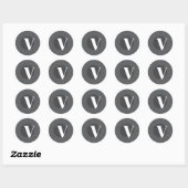 Sticker Rond Type blanc personnalisé gris initial (Feuille)