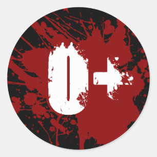 Sticker Rond Type de sang O positif Donneur de vampire et de zo