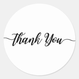 Sticker Rond Type de script noir Blanc Merci Parti Moderne