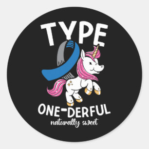 Sticker Rond Type One Derful Naturellement Sucré Diabète