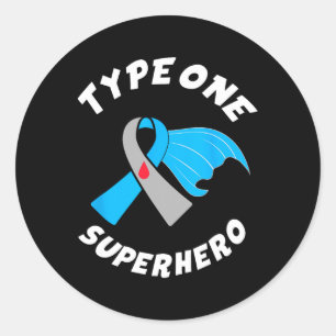 Sticker Rond Type One Superhero Sensibilisation au diabète de t