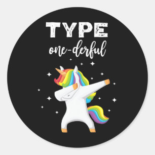 Sticker Rond Type Onederbing Dabbing Unicorn Diabetes Sensibili