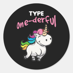 Sticker Rond Type Onederful Diabetes Sensibilisation Unicorne