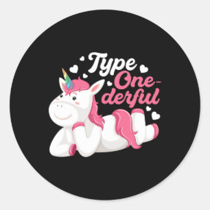 Sticker Rond Type Onedern Unicorn Sensibilisation au diabète Di