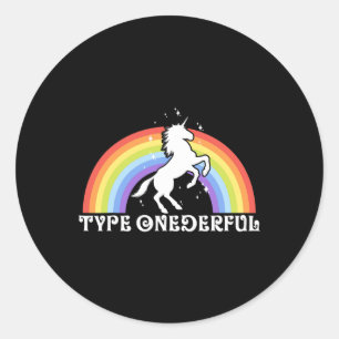 Sticker Rond Type OnederType 1 Diabète Unicorne Arc en ciel Awa