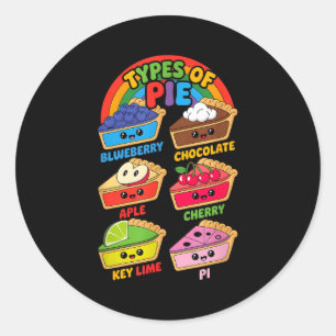 Sticker Rond Types De Tarte Drôle Pi Day Prof De Maths Geek 3.1