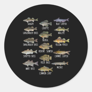 Sticker Rond Types D'Espèces De Poissons D'Eau Douce Biologie P
