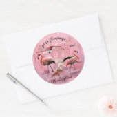 Sticker Rond Typographe rose Flamingo | Customized (Enveloppe)