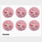 Sticker Rond Typographe rose Flamingo | Customized (Feuille)