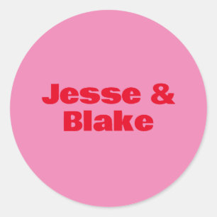 Sticker Rond Typographie audacieuse, mariage rose et rouge