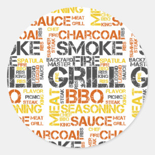 Sticker Rond Typographie BBQ Maître du Grill
