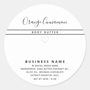 Sticker Rond Typographie blanche simple moderne cœur