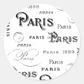 Sticker Rond Typographie Calligraphie Paris France Tour Eiffel (Devant)