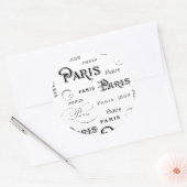 Sticker Rond Typographie Calligraphie Paris France Tour Eiffel (Enveloppe)