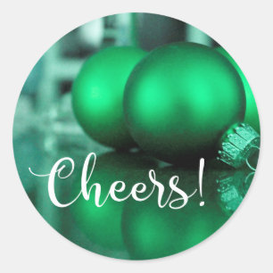 Sticker Rond Typographie Cheers Ornements Teintés de Vert Photo