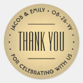 Sticker Rond Typographie Chic Déco Merci Or Faux Foil (Devant)