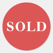 Sticker Rond Typographie classique rouge corail sur mesure vend (Devant)