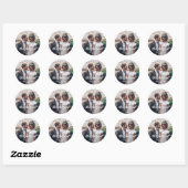 Sticker Rond Typographie classique simple Mariage photo Merci (Feuille)