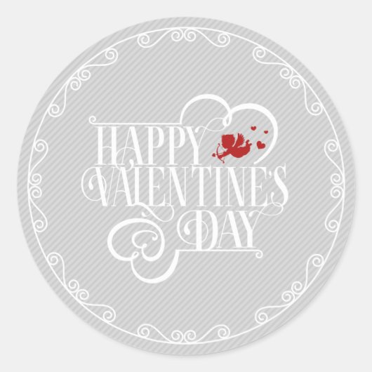 Sticker Rond Typographie cupide Saint Valentin Carte d'identité (Devant)