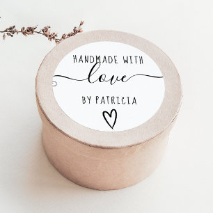 Sticker Rond Typographie d'amour artisanale minimaliste noir bl