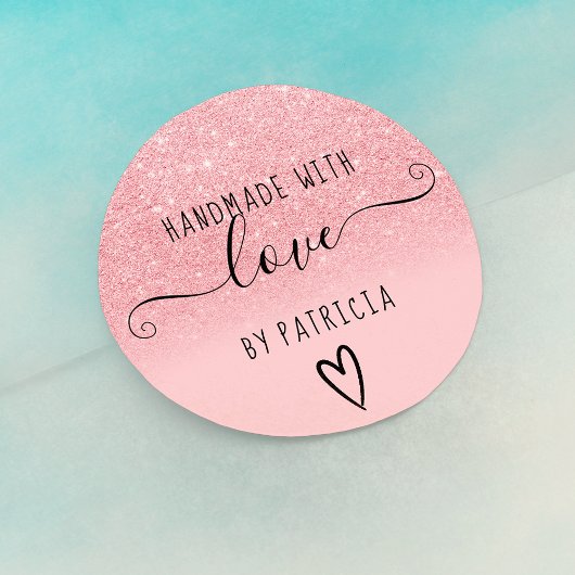 Sticker Rond Typographie d'amour artisanale parties scintillant