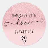 Sticker Rond Typographie d'amour artisanale parties scintillant (Devant)