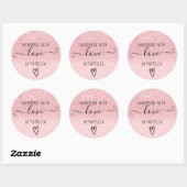 Sticker Rond Typographie d'amour artisanale parties scintillant (Feuille)