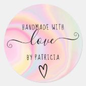 Sticker Rond Typographie d'amour artisanale pastel arc-en-ciel  (Devant)