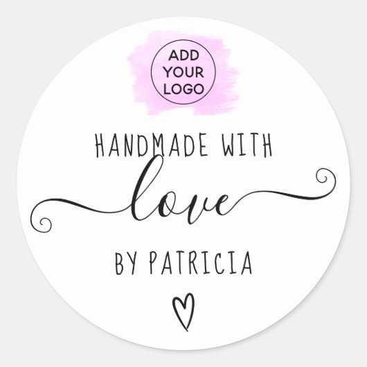Sticker Rond Typographie d'amour artisanale pinceau violet (Devant)