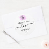 Sticker Rond Typographie d'amour artisanale pinceau violet (Enveloppe)