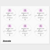 Sticker Rond Typographie d'amour artisanale pinceau violet (Feuille)