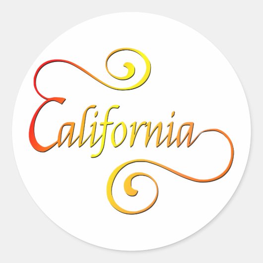 Sticker Rond Typographie de Californie (Devant)