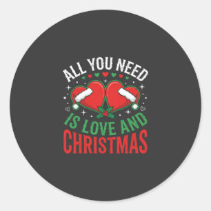 Sticker Rond Typographie de chapeau de Père Noël d'amour de Noë