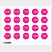 Sticker Rond Typographie de fille d'anniversaire (Feuille)