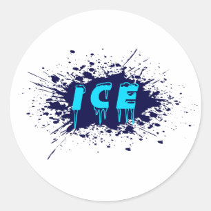 Sticker Rond Typographie de Graffiti sur Glace Design d'Art de