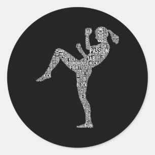 Sticker Rond Typographie de Kickboxer - Kickboxer Mélange Marti
