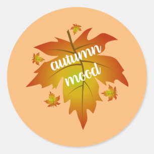 Sticker Rond Typographie de l'humeur d'automne feuille d'érable