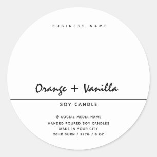Sticker Rond Typographie de luxe moderne simple bougie blanche