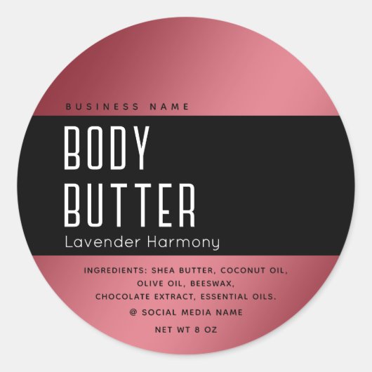 Sticker Rond Typographie de luxe moderne simple noir (Devant)