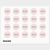 Sticker Rond Typographie de monogramme rose blush classique pou (Feuille)