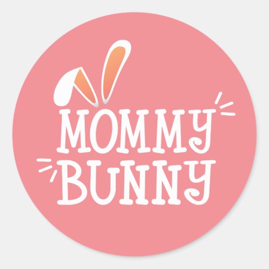 Sticker Rond Typographie de Pâques de lapin de maman simple | S (Devant)